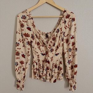 Francesca’s collections beige floral blouse